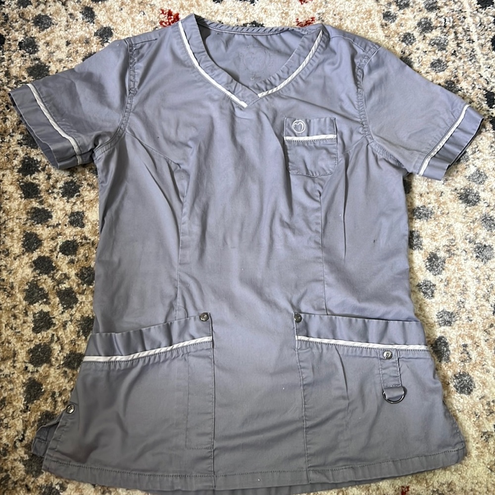 Grey/lavender scrub top size small